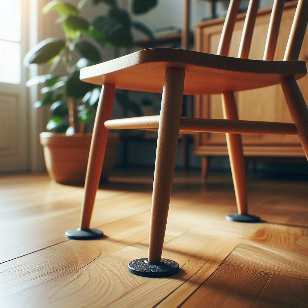 Wooden chair with floor protectors