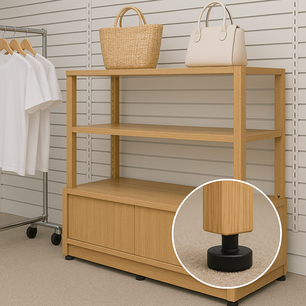 Wooden Display Furniture with Adjustable Feet